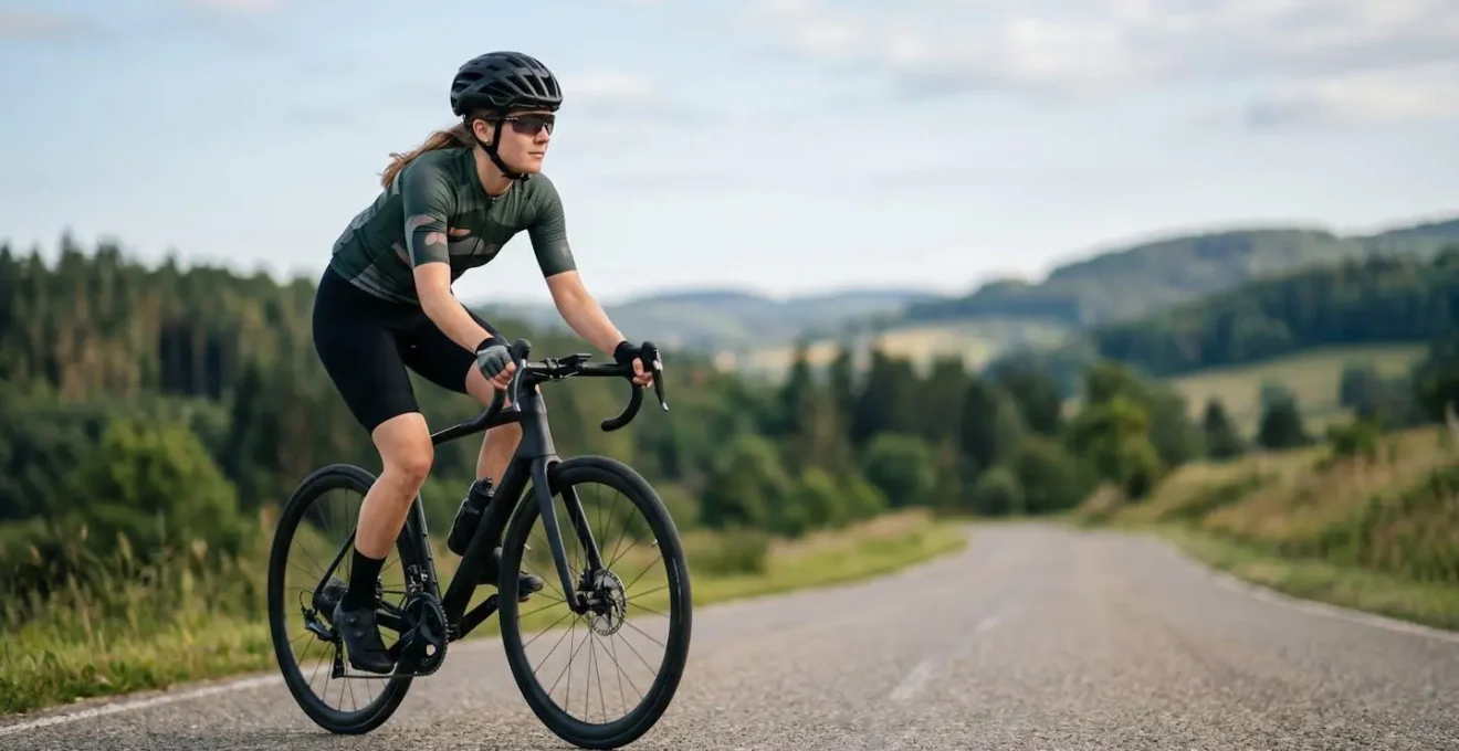 Cyclist training with focused determination while managing balanced effort to prevent burnout