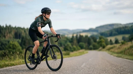 Cyclist training with focused determination while managing balanced effort to prevent burnout